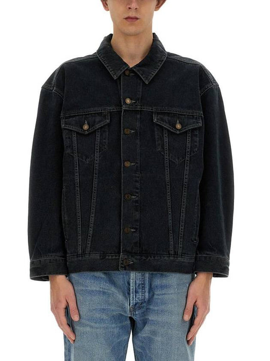 Luxury Saint Laurent Trending 2025 Egg Shape Denim Jacket Dark Blue Black