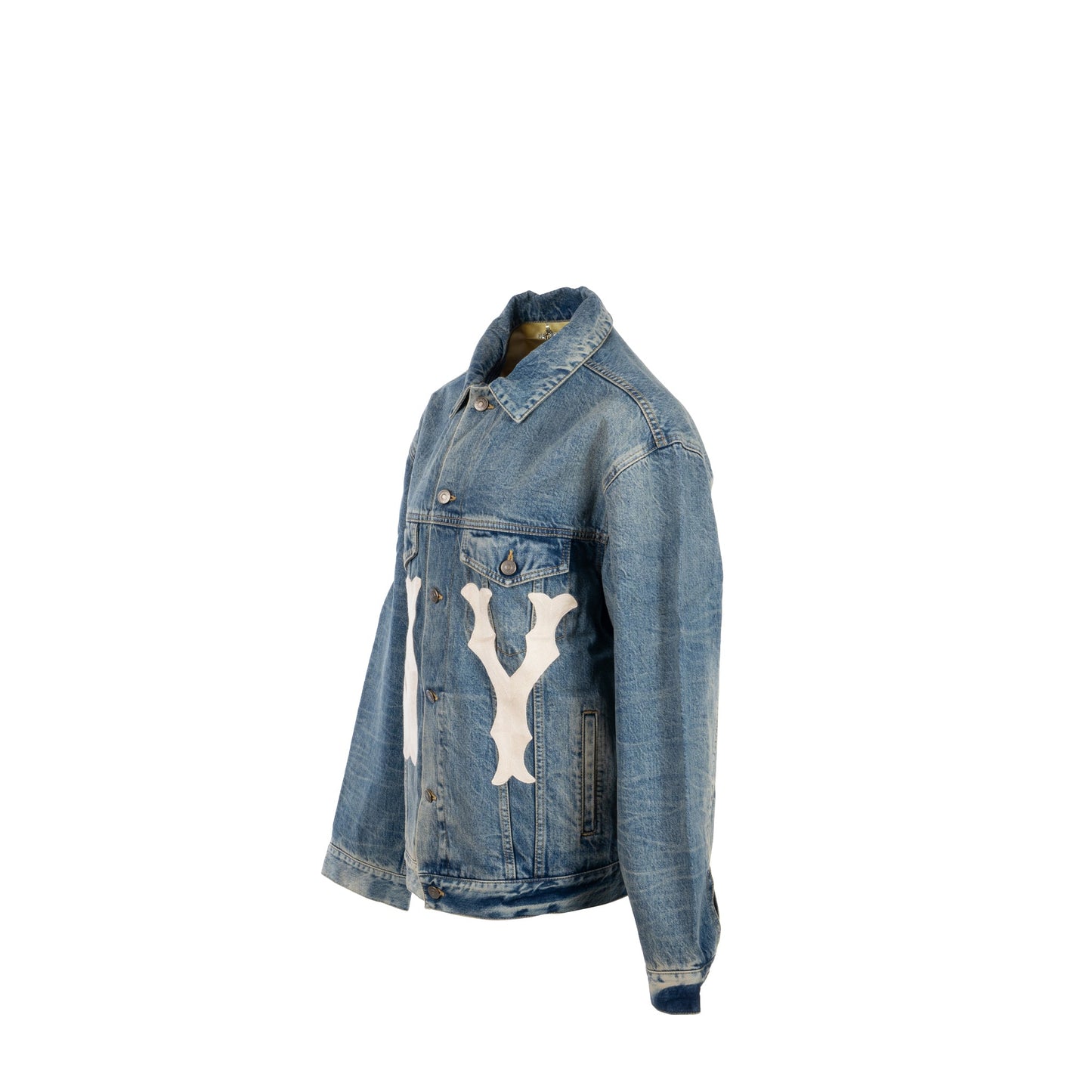Gucci Size 46 Embroidered Logo Limited Edition Denim Jacket Cotton Blue