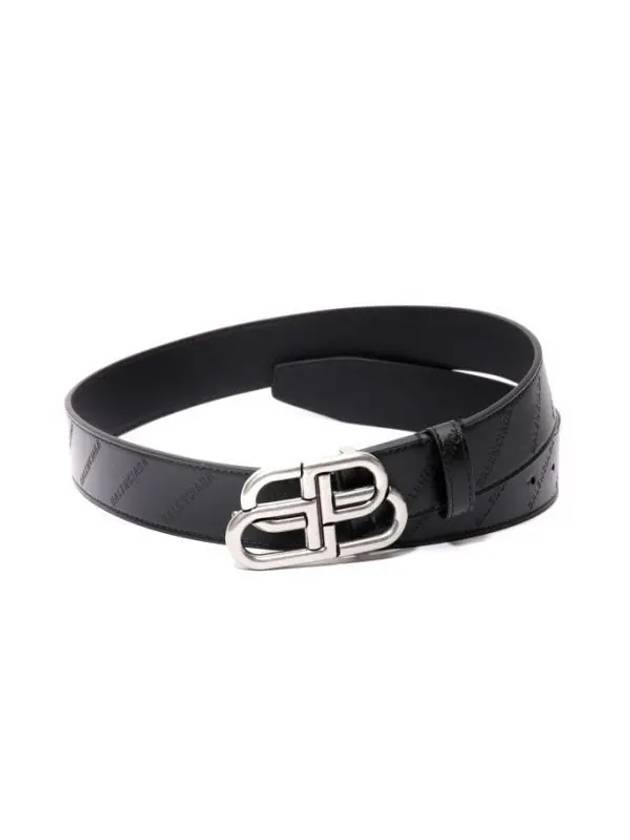 Luxury Balenciaga Trending 2025 BB Logo Leather Belt Black
