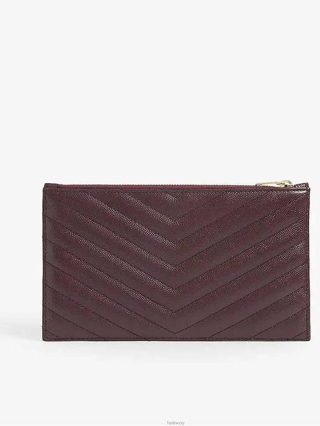 Luxury Saint Laurent Trending 2025 Monogram Quilted Clutch Bag Dark Red