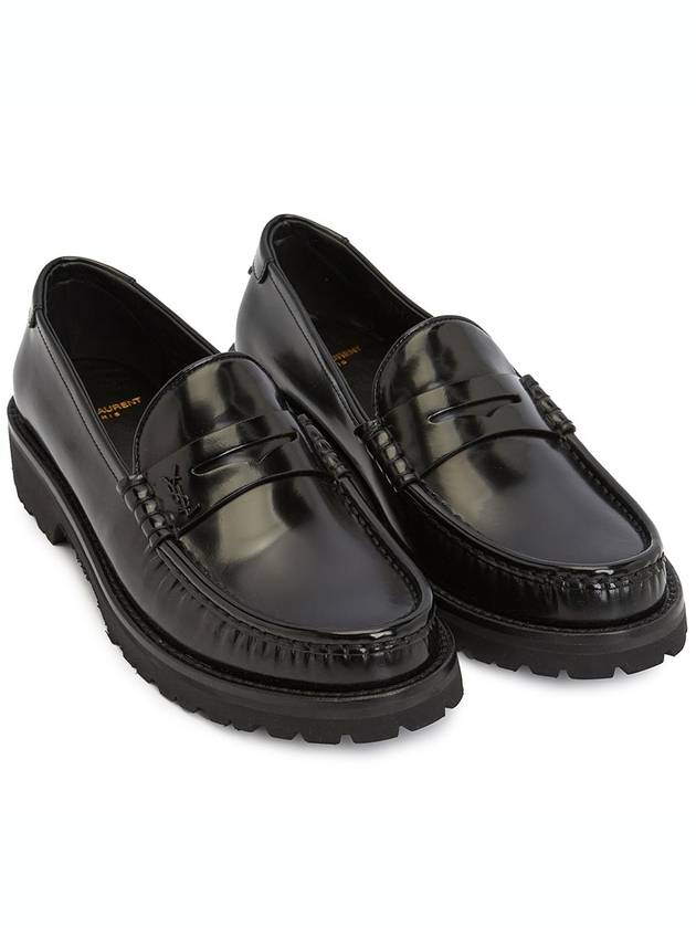 Luxury Saint Laurent Trending 2025 Monogram Leather Loafers Black