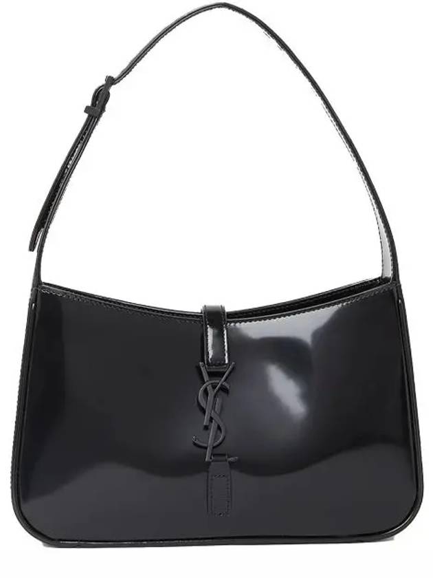 Luxury Saint Laurent Trending 2025 5 A 7 Shiny Leather Hobo Shoulder Bag Black