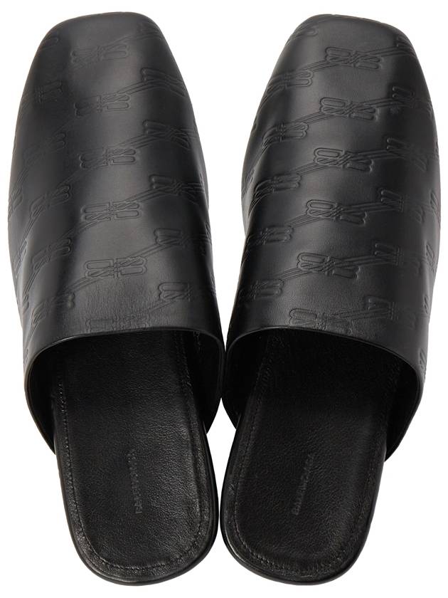 Luxury Balenciaga Trending 2025 Debossed Logo Leather Mule Black