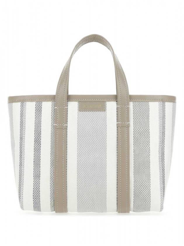 Luxury Balenciaga Trending 2025 Barbes East West Raffia Striped Shopper Tote Bag Grey