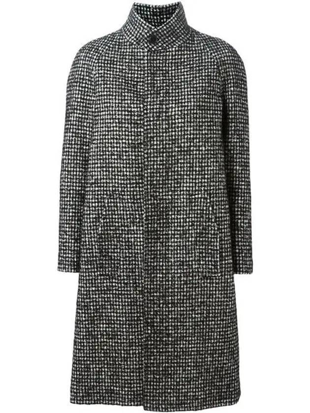 Luxury Saint Laurent Trending 2025 Houndstooth Wool Single Coat Grey