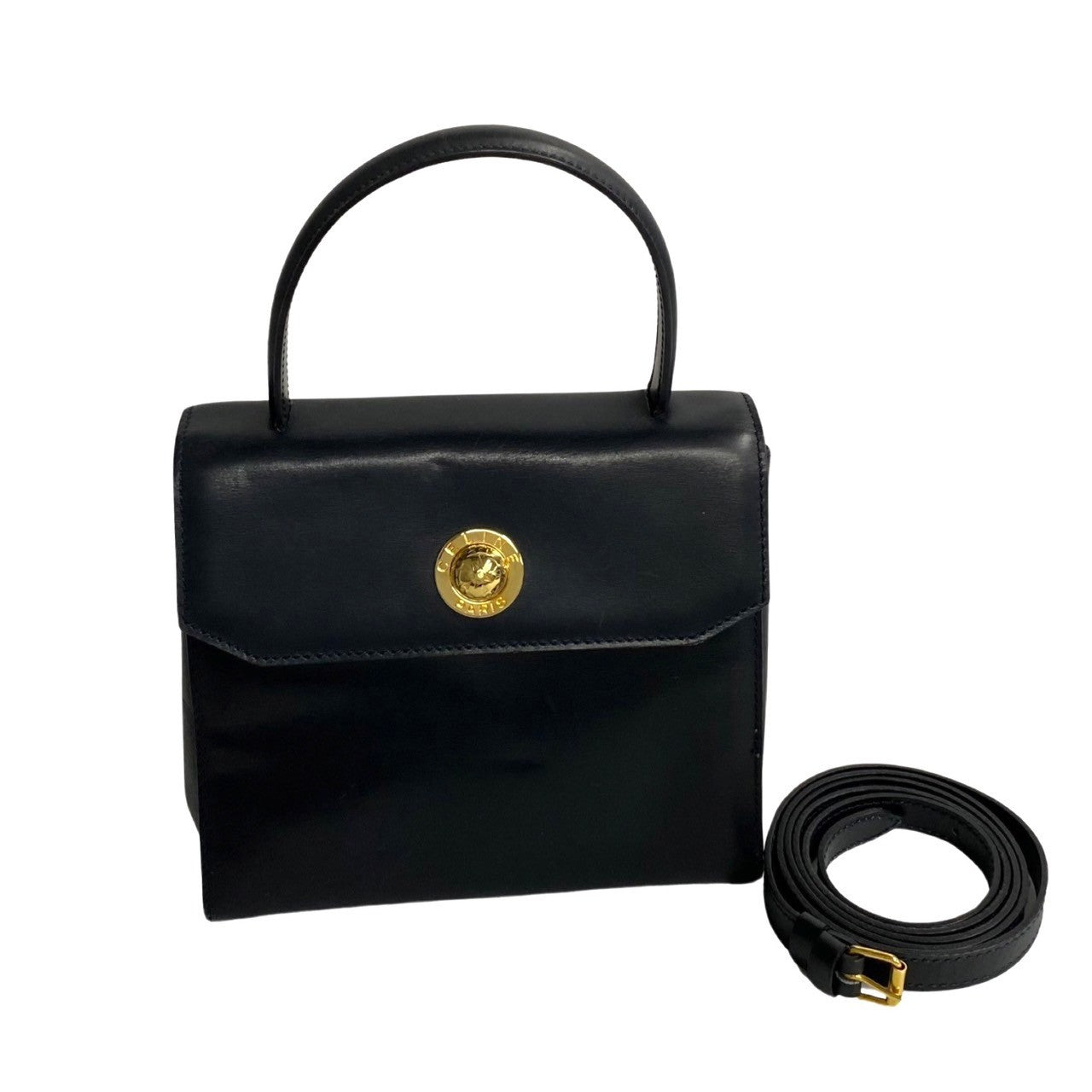CELINE Shoulder Bag leather black Star ball Women