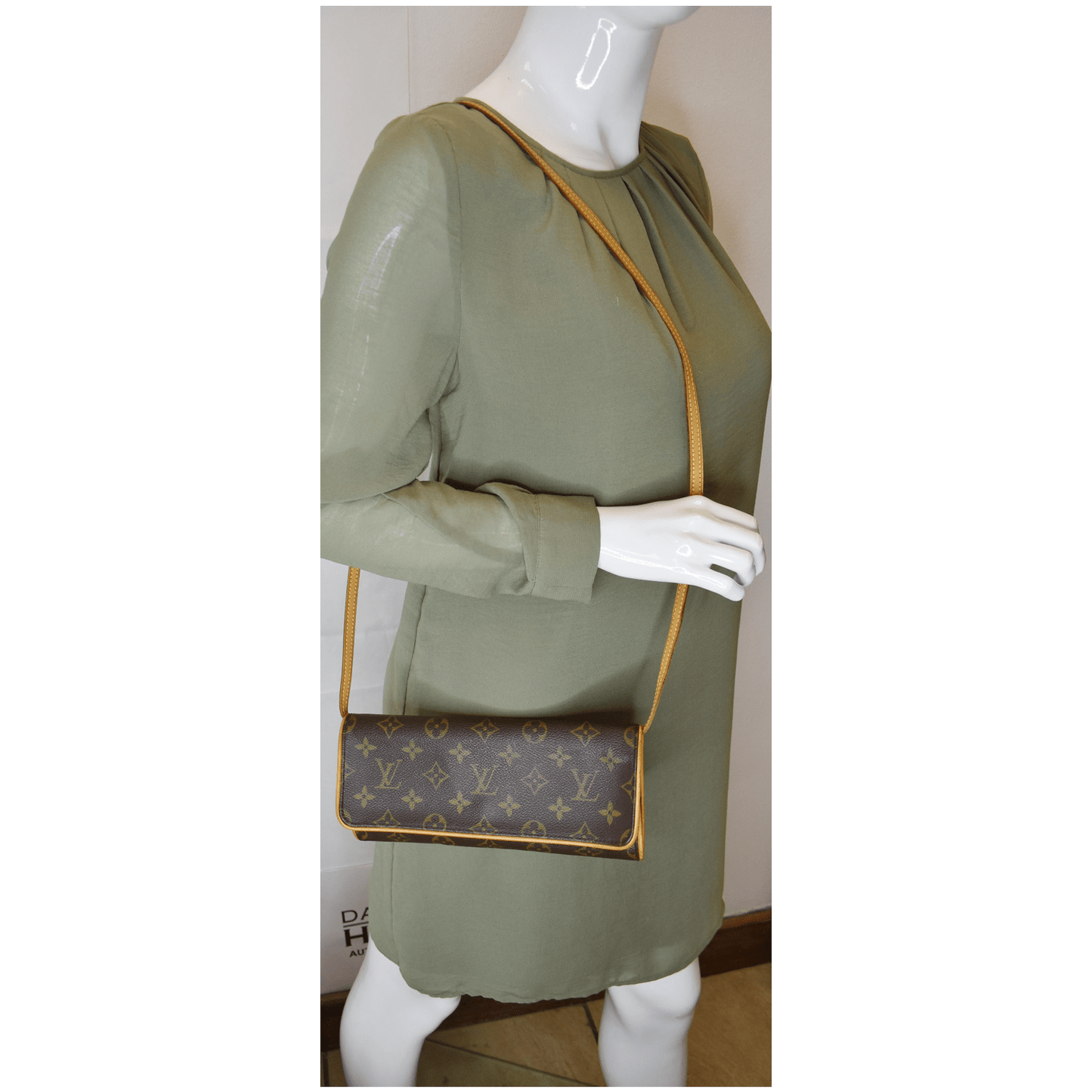 LOUIS VUITTON Pochette Twin GM Monogram Canvas Shoulder Bag Brown