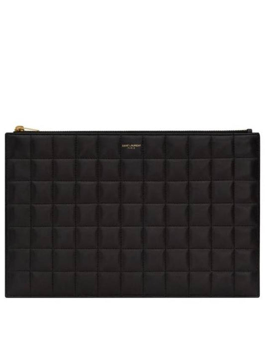 Luxury Saint Laurent Trending 2025 Quilted Leather Card Wallet Black
