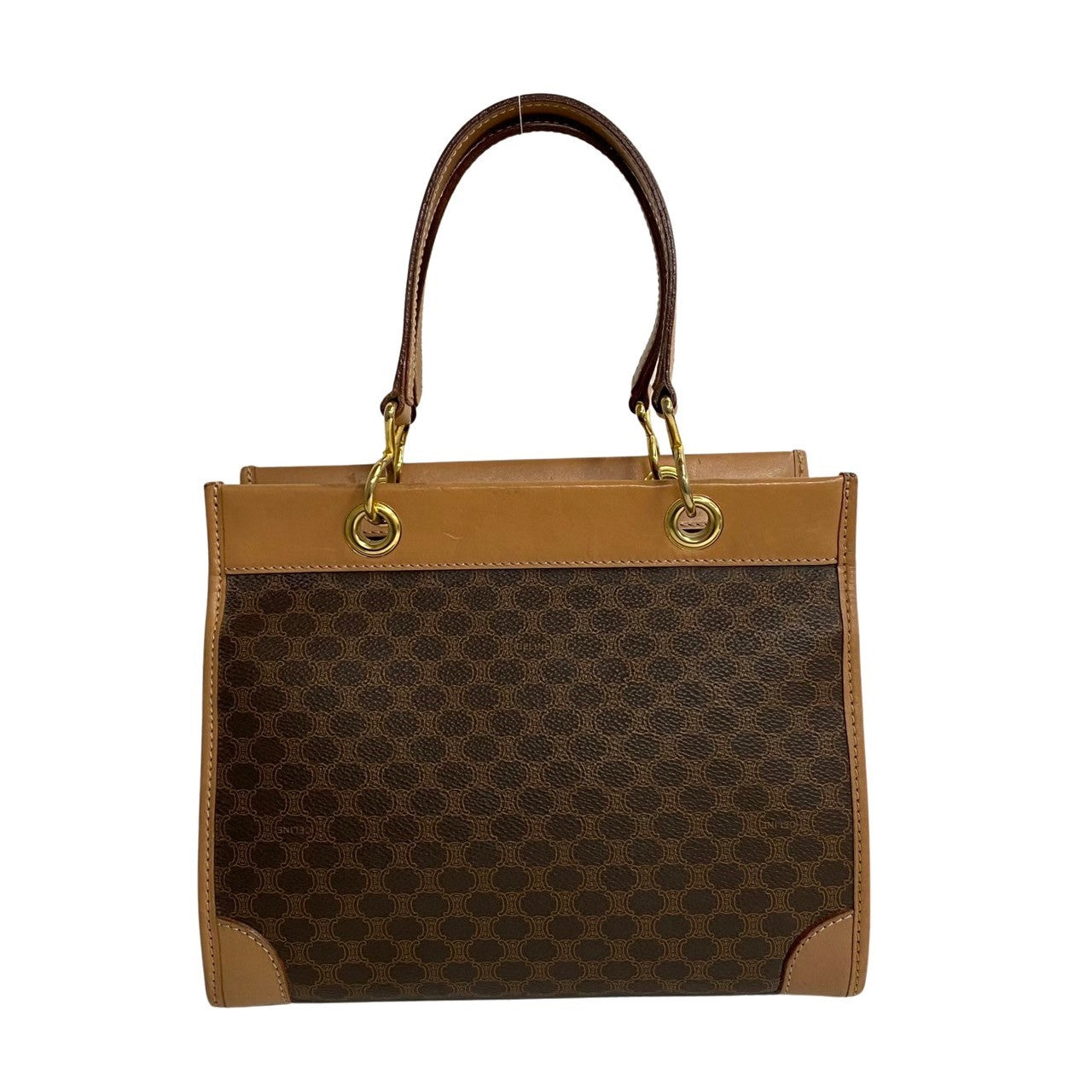 CELINE Handbag Leather, PVC Brown Macadam Blason Triomphe Women(Unisex)