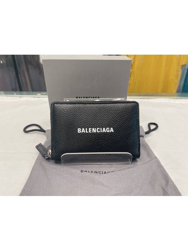Luxury Balenciaga Trending 2025 Logo Zip Around Half Wallet Black