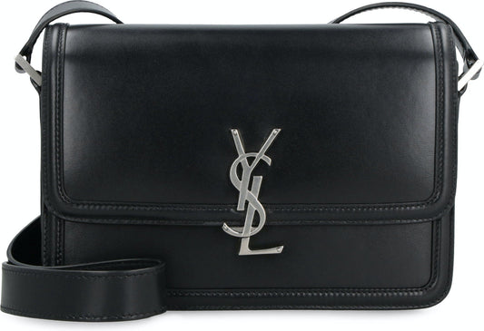 Luxury Saint Laurent Trending 2025 Men's Solferino Logo Plaque Shoulder Bag in Nero | 7110390SX0E1000