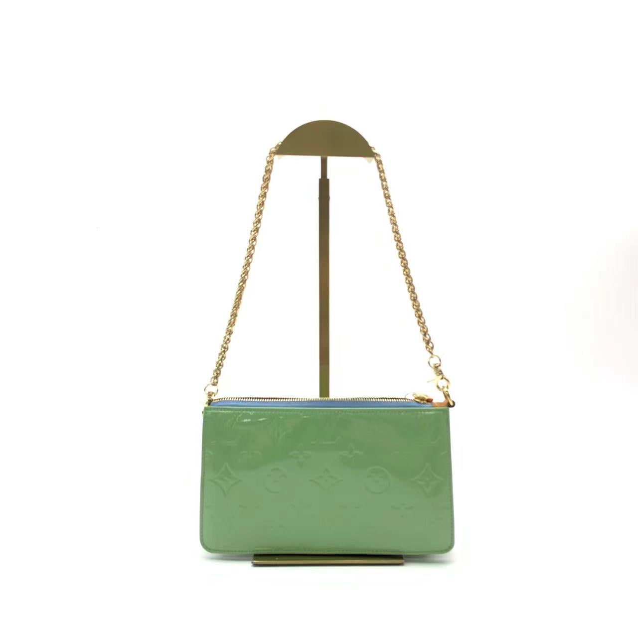 Louis Vuitton Lexington Clutch Patent Leather Mint Green Medium