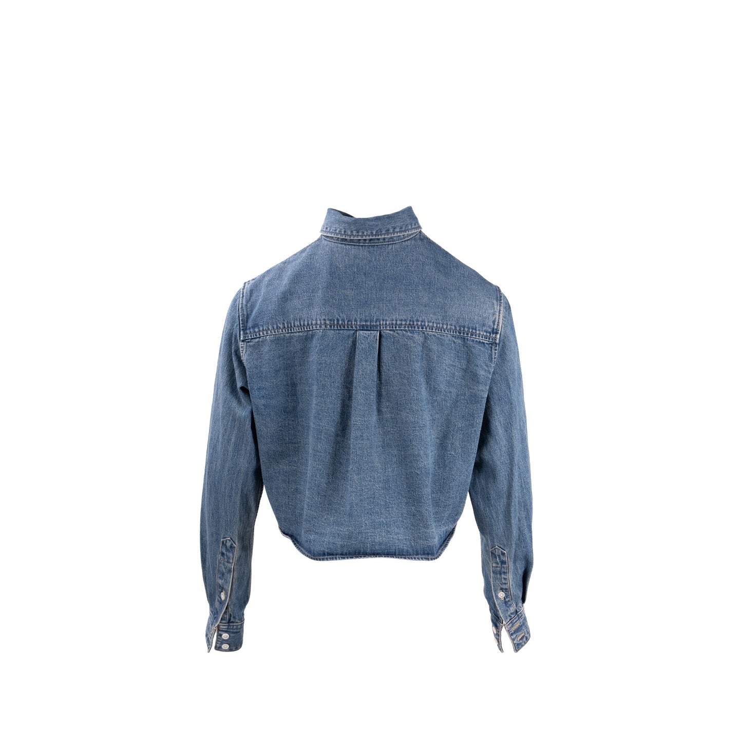 Celine Size Cropped Shirt Cotton in Union Ocean Wash Denim Blue