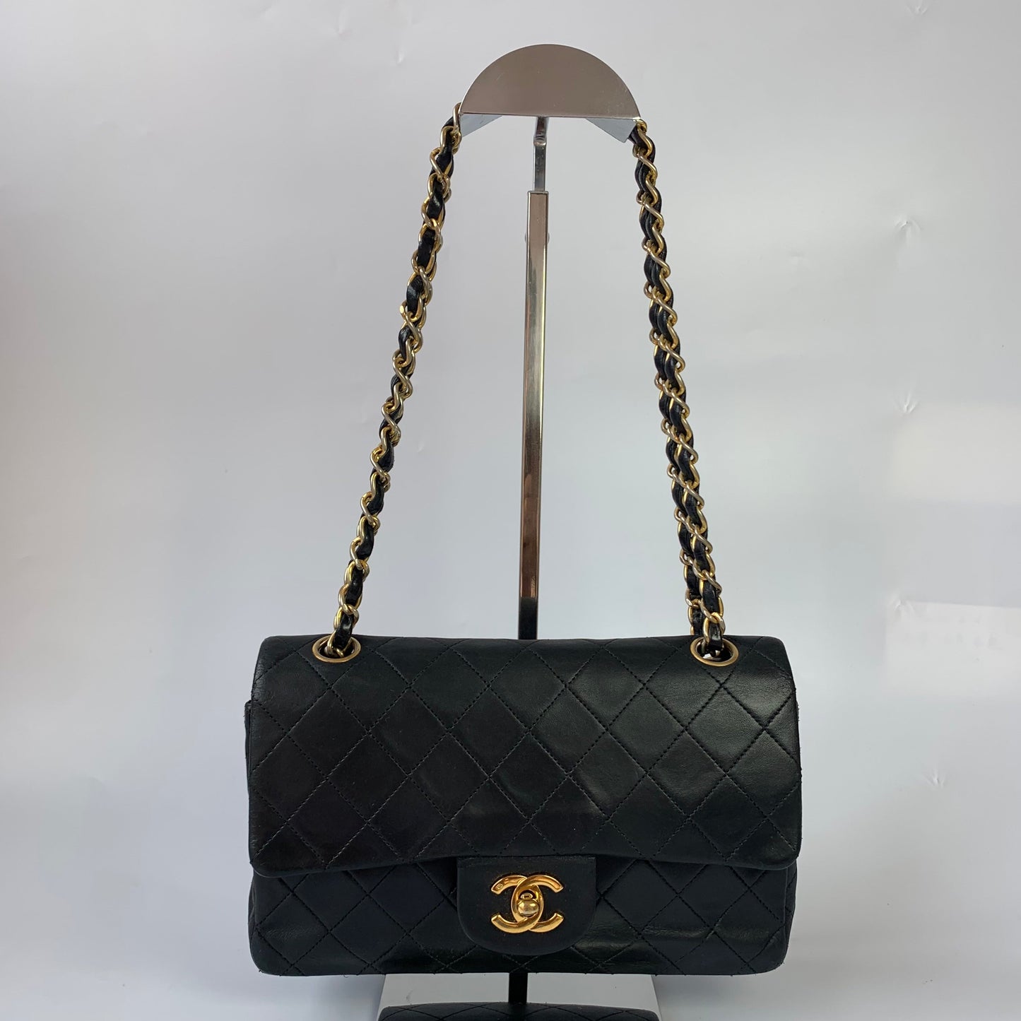 Chanel Classic Flap Vintage Black Lambskin Leather with 24k Gold Hardware, 1989-1991
