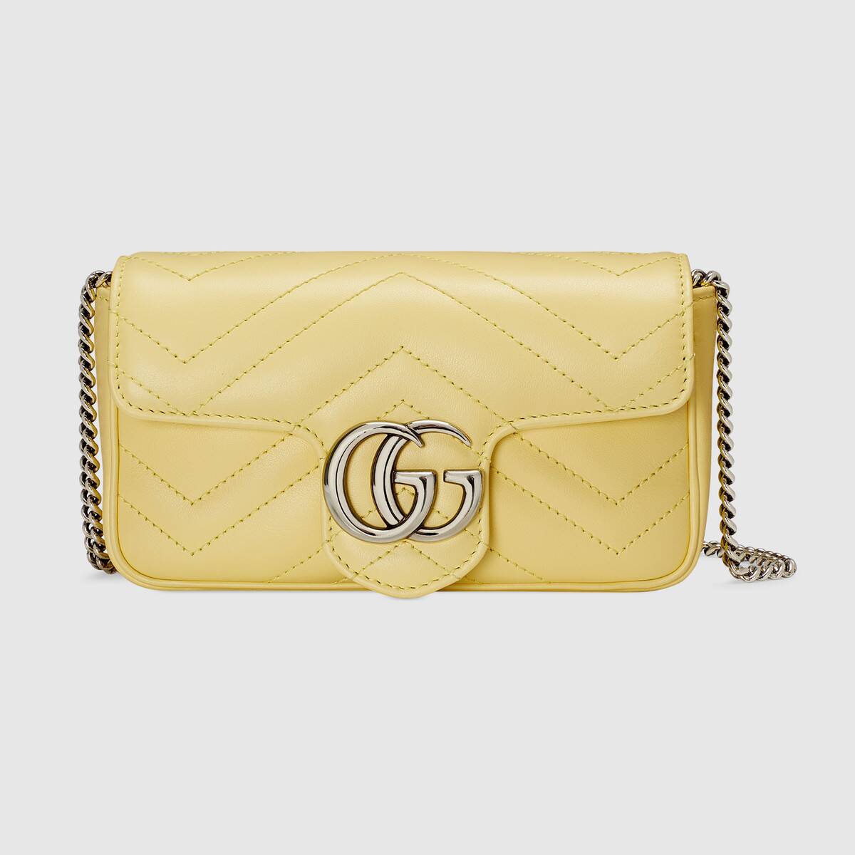 GUCCI GG MARMONT LEATHER SUPER MINI YELLOW