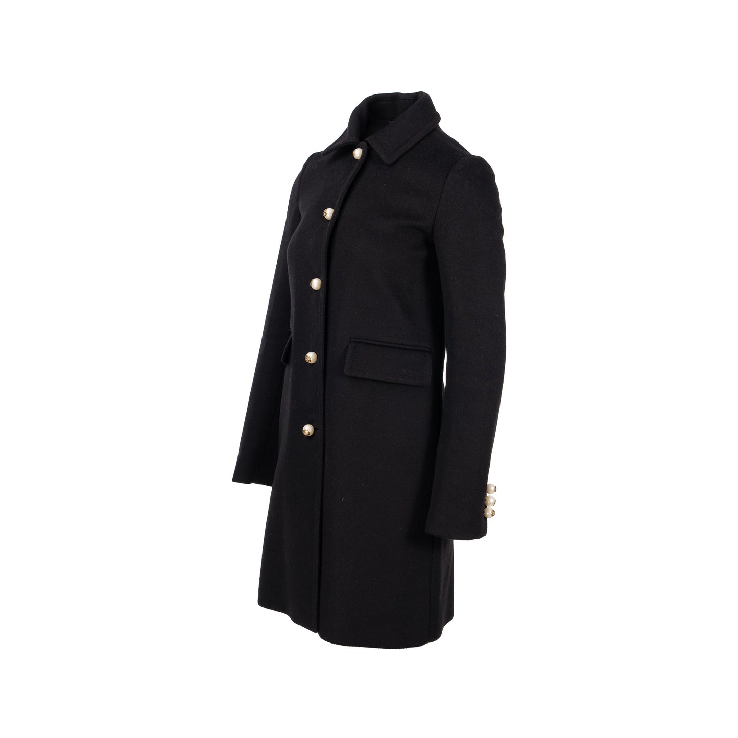 Gucci Size 38 Pearl Button Coat Wool Black