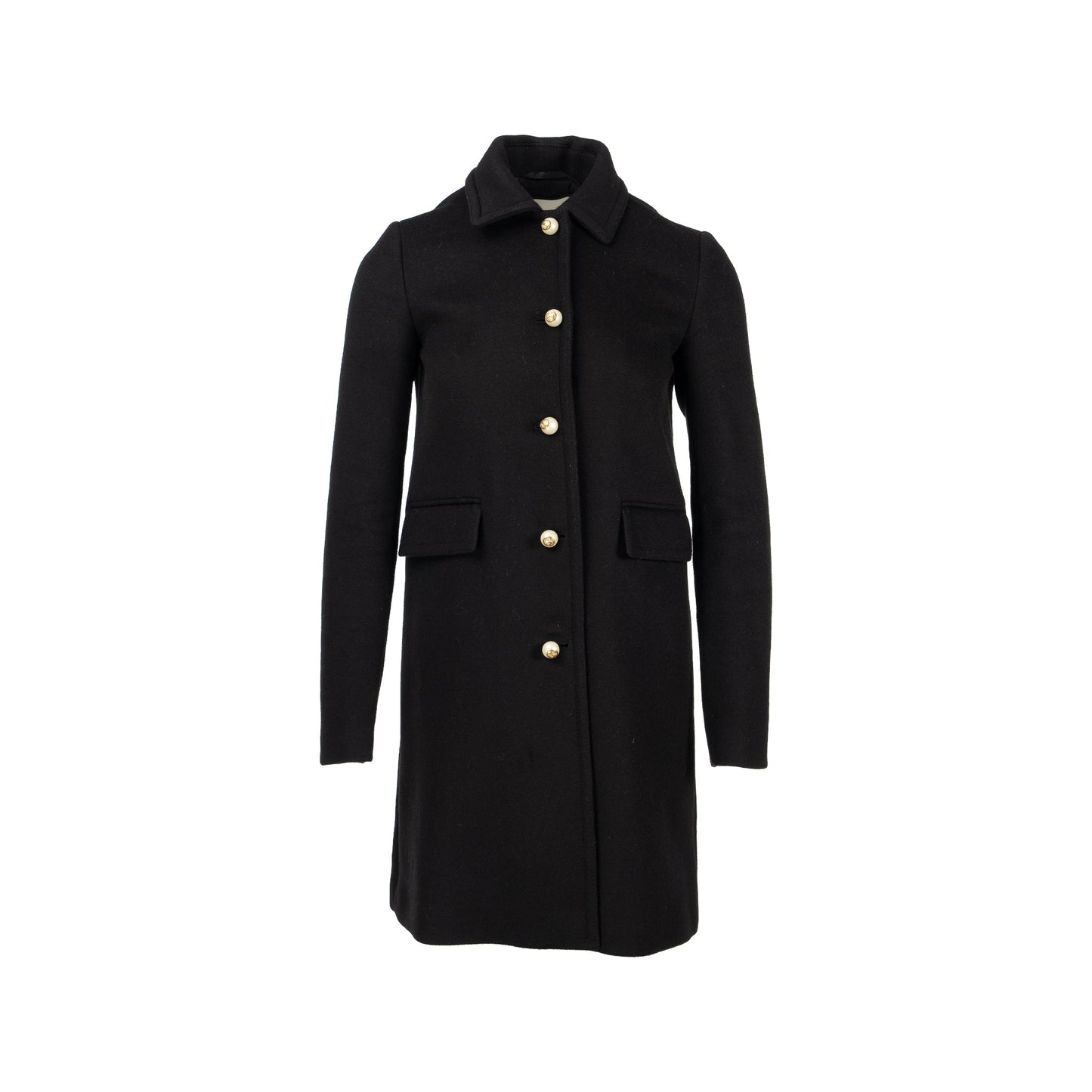 Gucci Size 38 Pearl Button Coat Wool Black