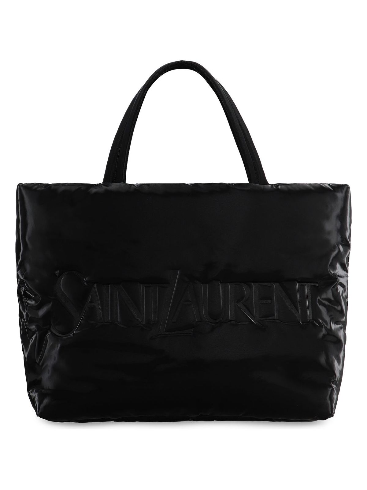 Luxury Saint Laurent Trending 2025 Men's Padded Nylon Tote in Black | 756269FACY8 Color 1000