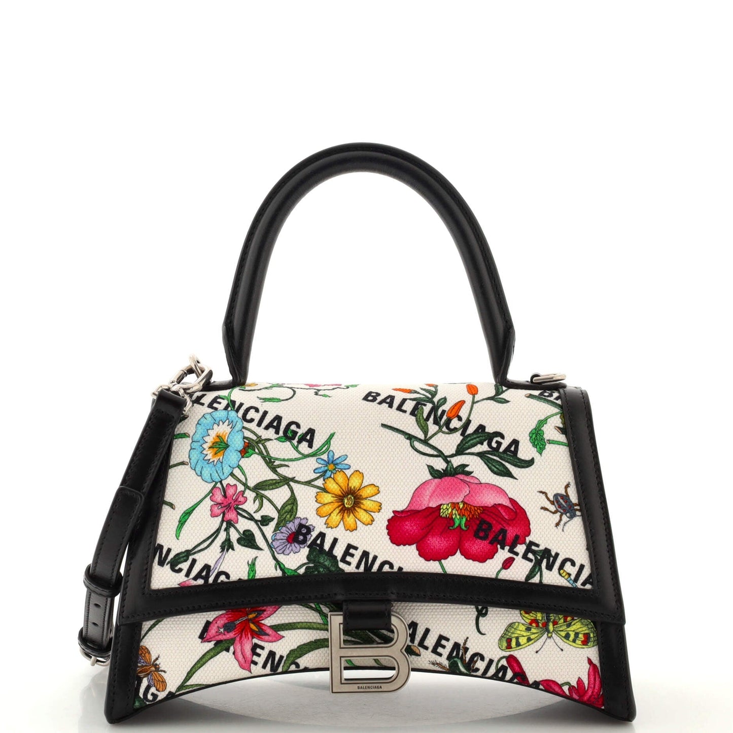 Gucci x Luxury Balenciaga Trending 2025 The Hacker Project Hourglass Top Handle Bag Flora Canvas Small