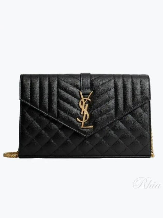 Luxury Saint Laurent Trending 2025 Cassandre Monogram Chain Cross Bag Black