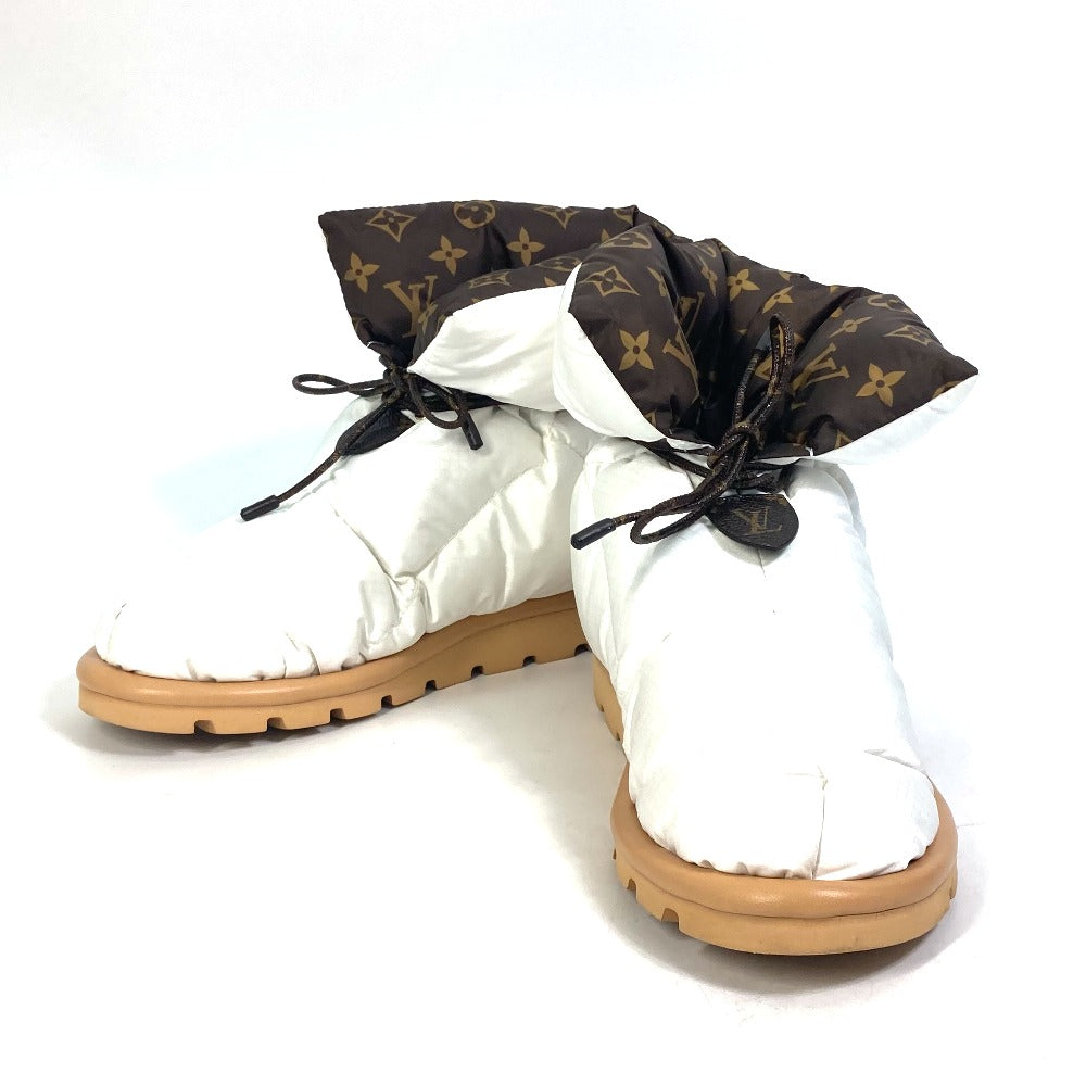 LOUIS VUITTON boots 1A8T3W Nylon, Nylon White x brown Shoe Monogram Pillow Line Ankle Boots Women 37
