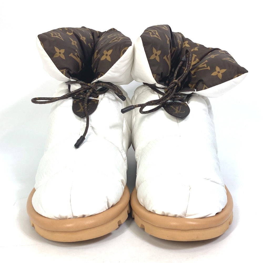 LOUIS VUITTON boots 1A8T3W Nylon, Nylon White x brown Shoe Monogram Pillow Line Ankle Boots Women 37