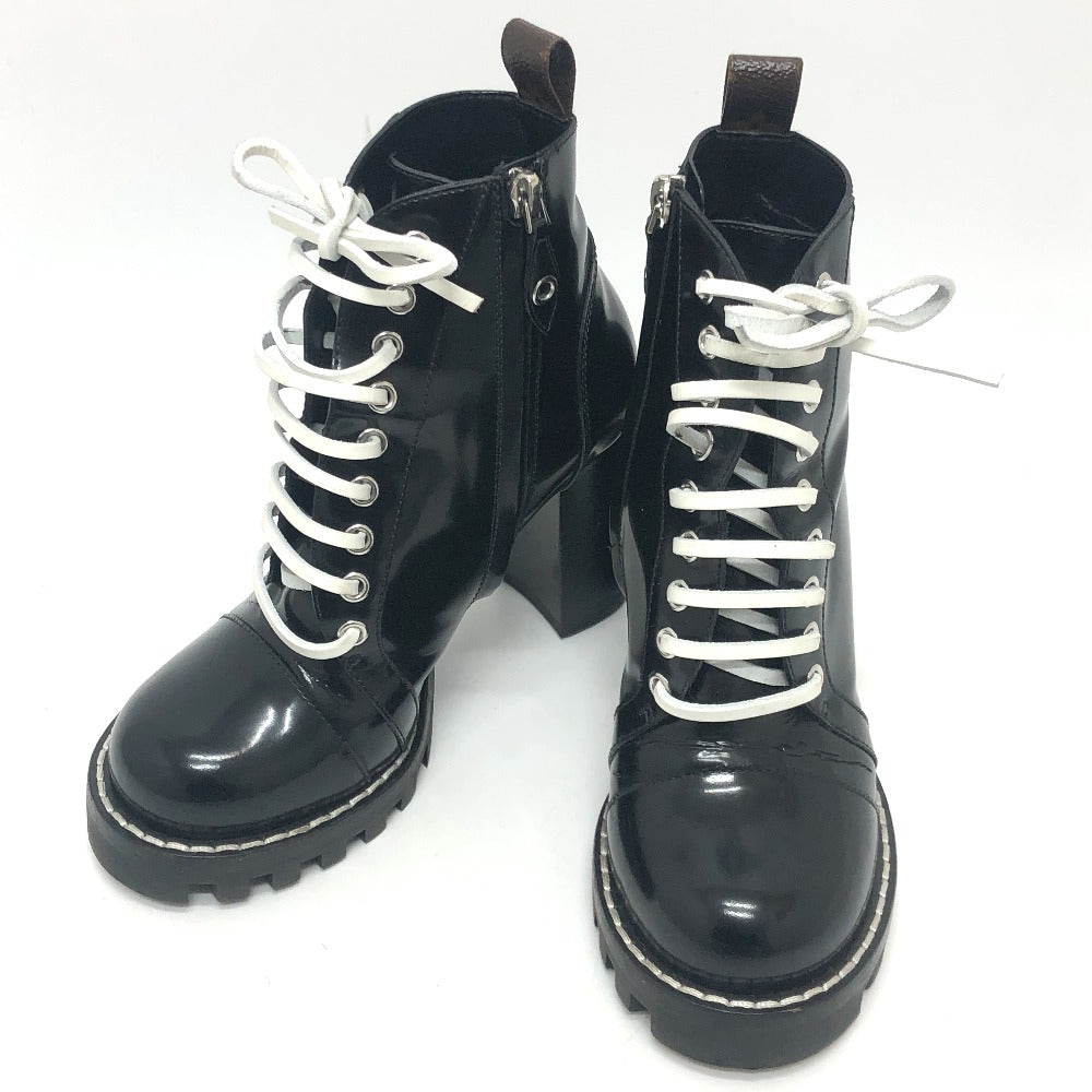 LOUIS VUITTON boots MA1117 leather black Star trail line Women 36.5