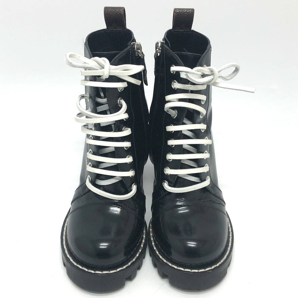 LOUIS VUITTON boots MA1117 leather black Star trail line Women 36.5