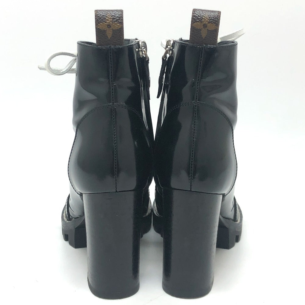 LOUIS VUITTON boots MA1117 leather black Star trail line Women 36.5