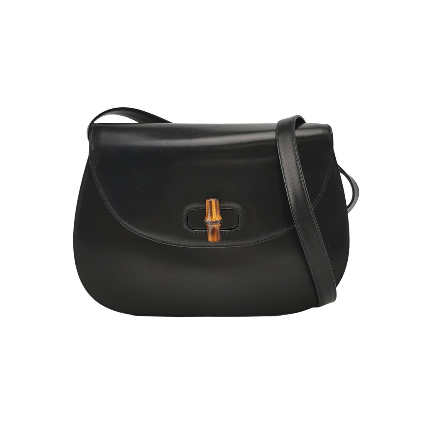 Gucci Bamboo 1947 Black Leather Medium Crossbody Bag