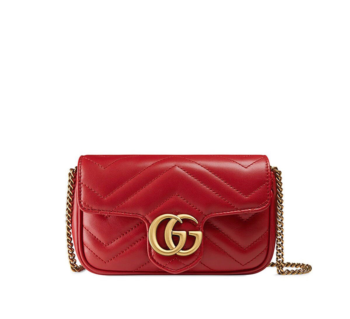 Gucci gg Marmont Leather Super Mini Bag Red