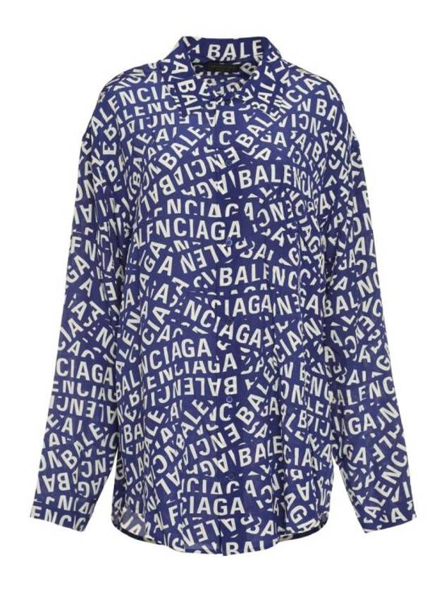 Luxury Balenciaga Trending 2025 All Over Logo Shirt Blue
