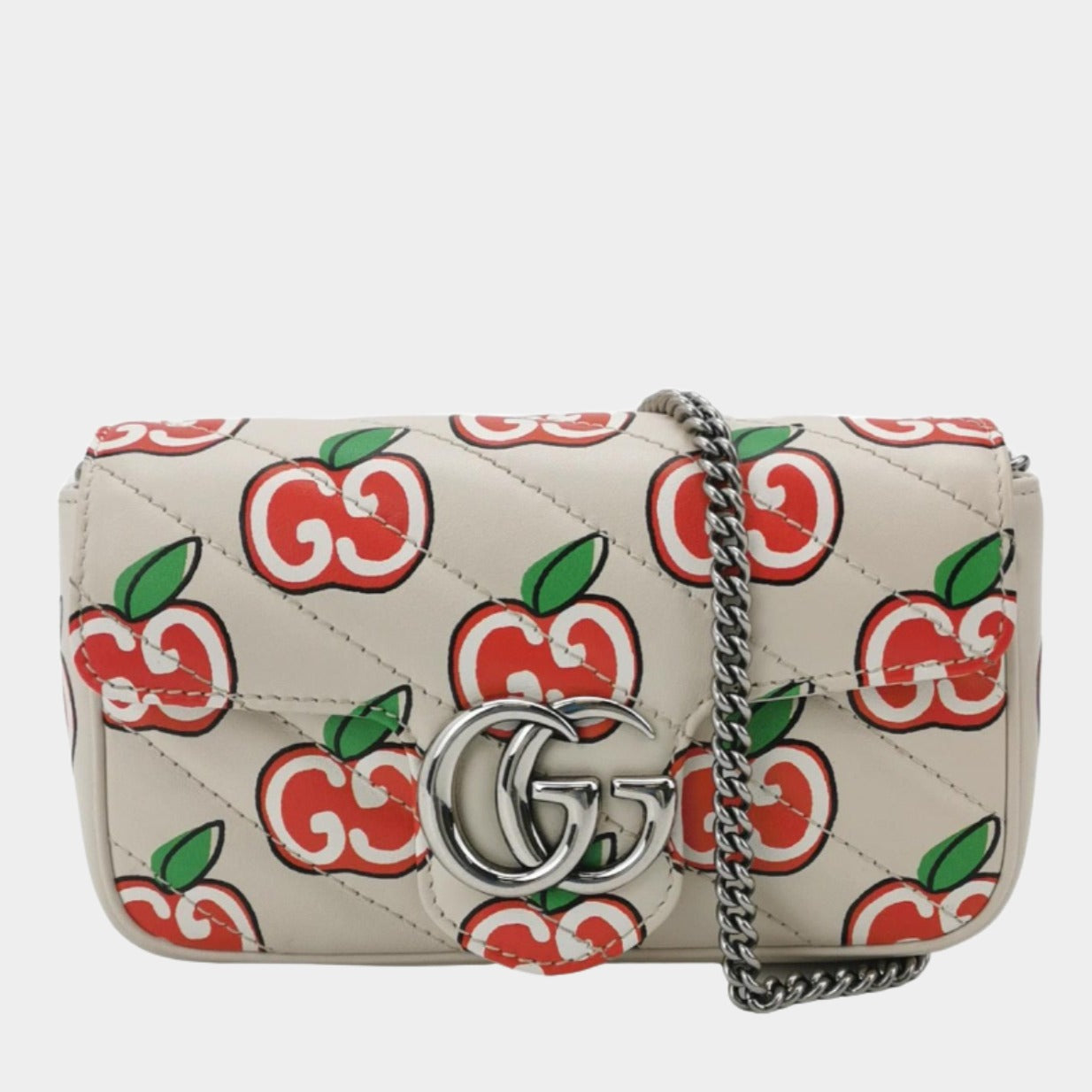 Gucci Marmont Super Mini Flap Leather Bag Valentine's Special Apple Logo