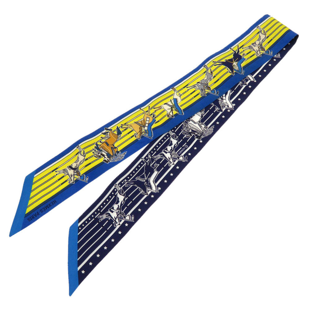HERMES scarf silk blue Pawnee Chief Pani La Shar Pawnee Women