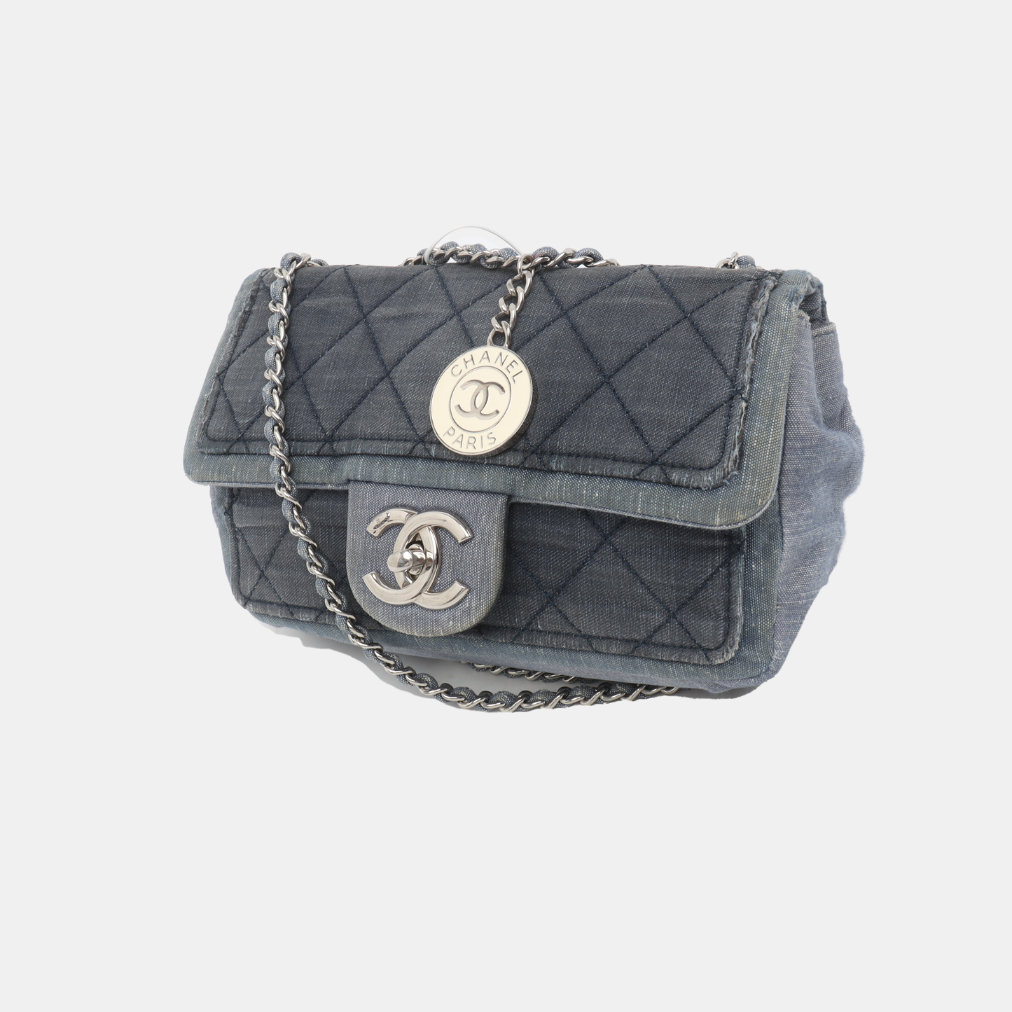 Chanel Classic Flap Mini Denim Blue Silver Hardware 2014-15
