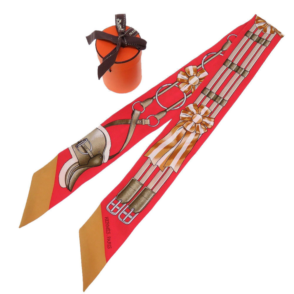 HERMES scarf silk Rouge viv Twilly Women