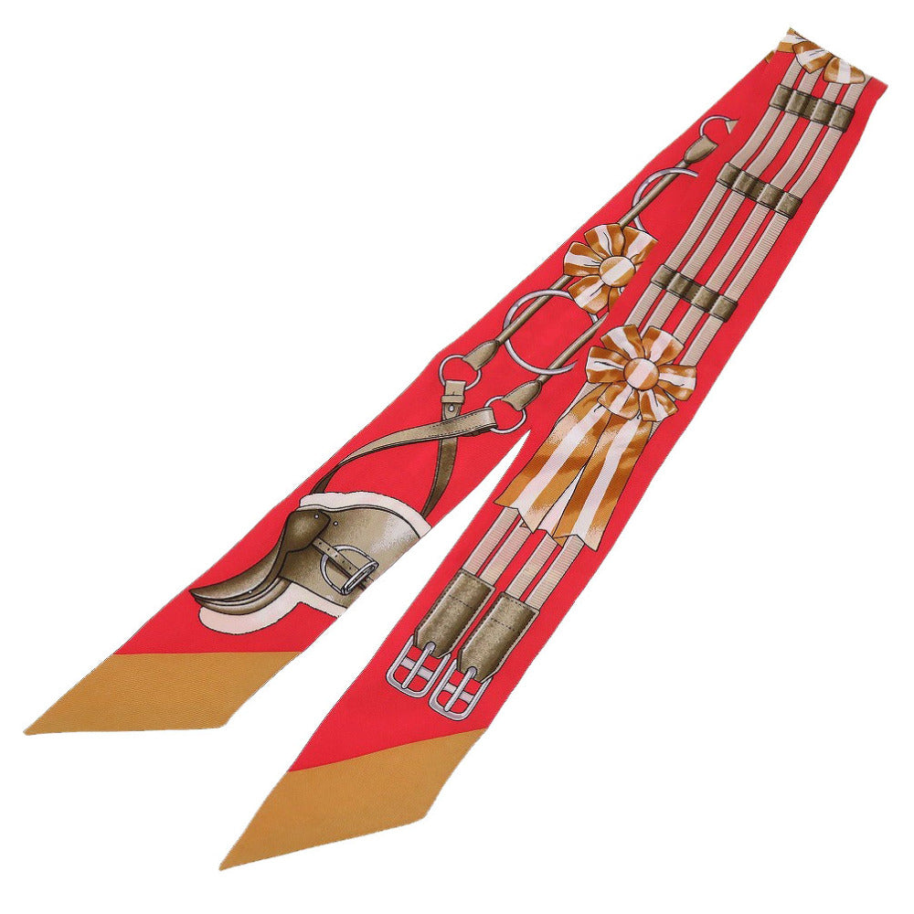 HERMES scarf silk Rouge viv Twilly Women