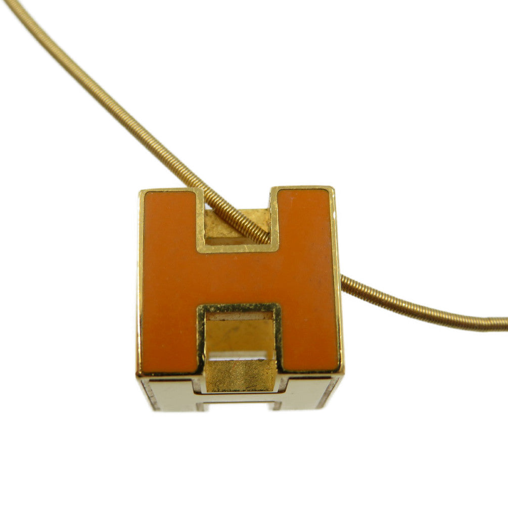 HERMES Necklace metal Orange Cardue Ash H-cube Women