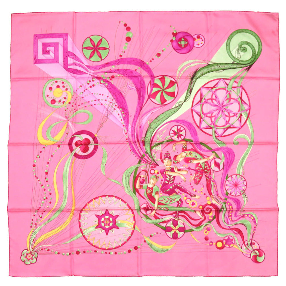HERMES scarf silk pink Carre90 La Danse du Cosmos Dance of the Universe Women