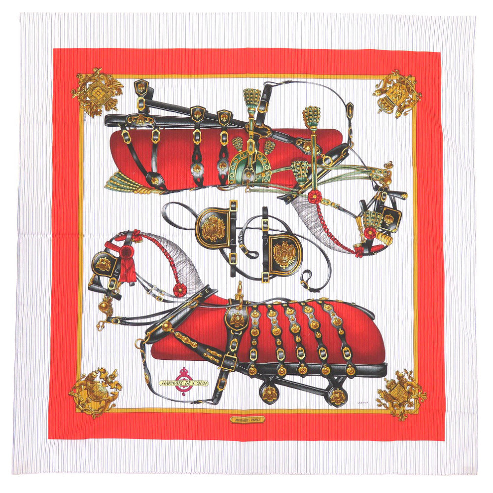 HERMES scarf cotton Red x Comme des Garcons Collaboration HARNAIS DE COUR Women