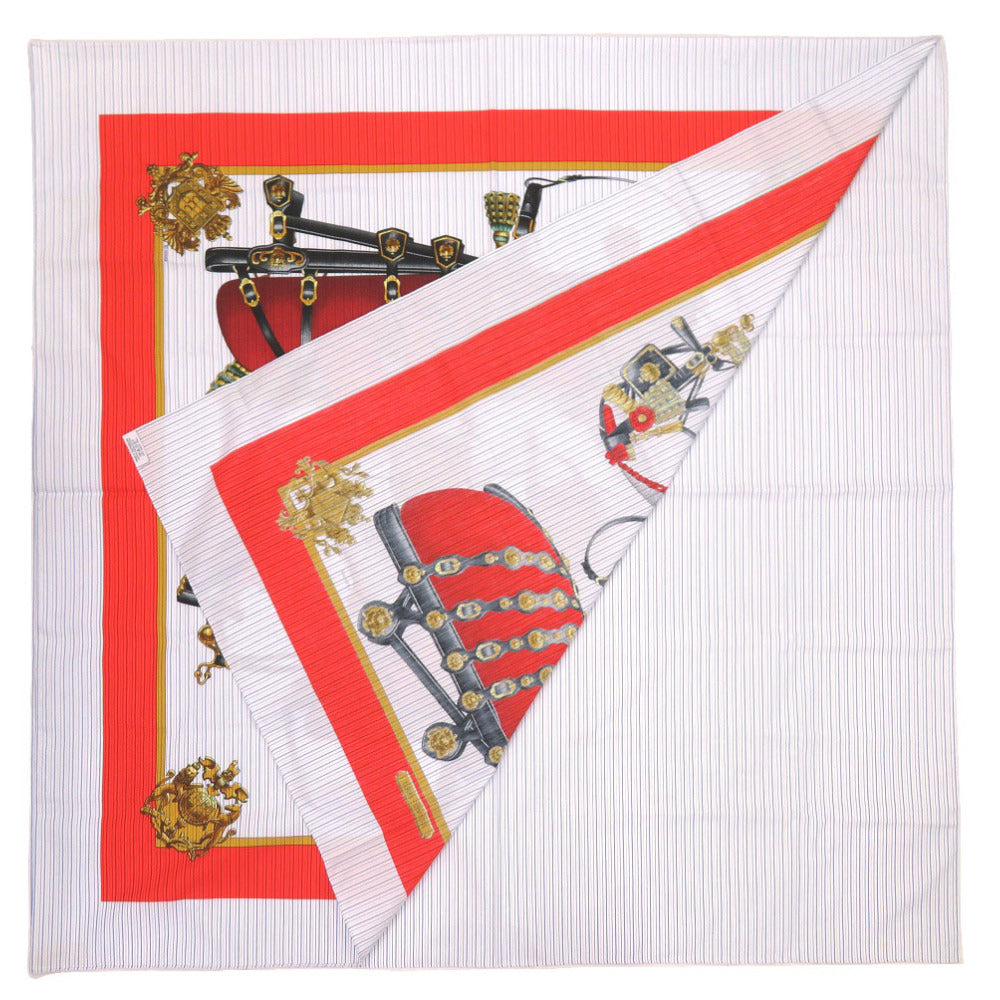 HERMES scarf cotton Red x Comme des Garcons Collaboration HARNAIS DE COUR Women