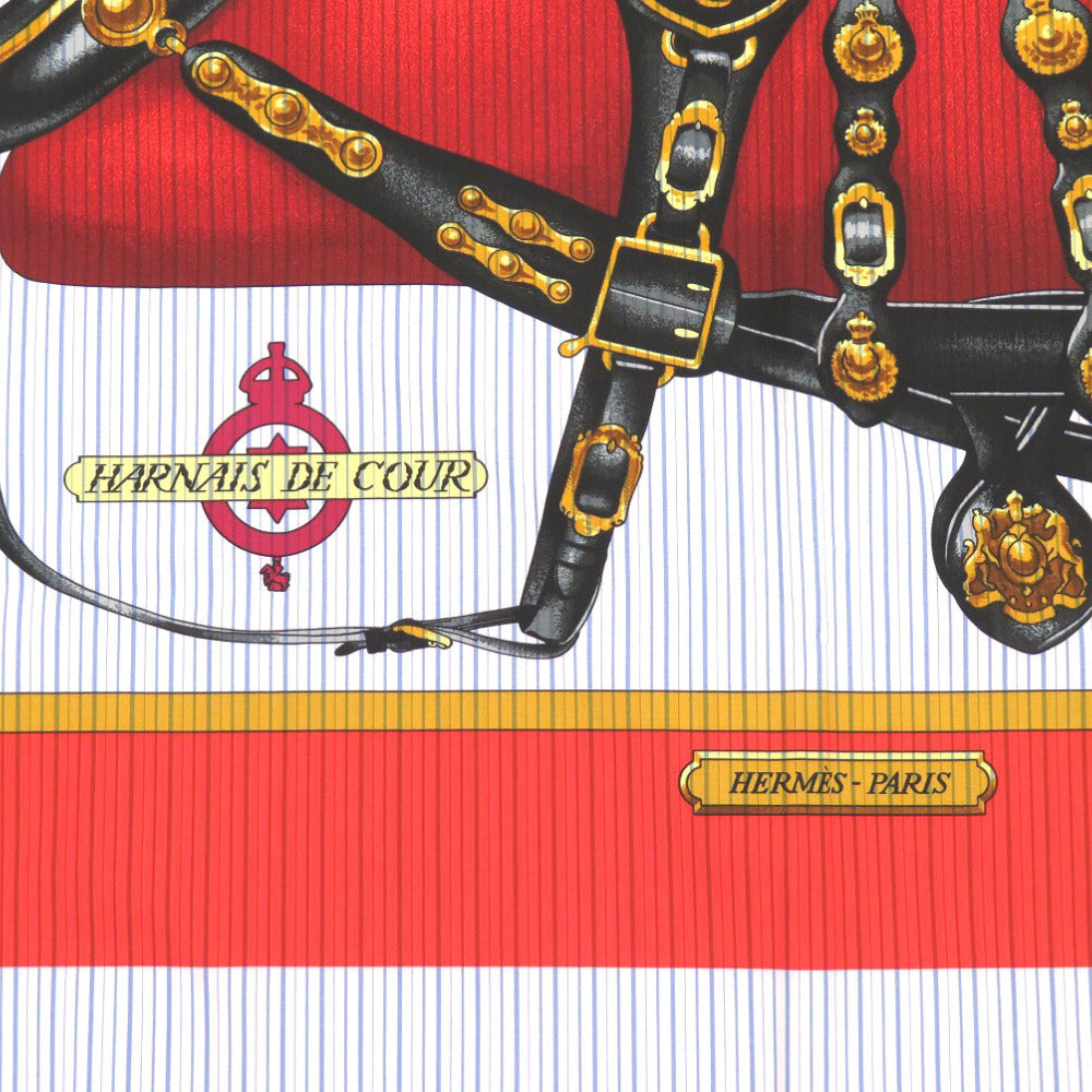 HERMES scarf cotton Red x Comme des Garcons Collaboration HARNAIS DE COUR Women