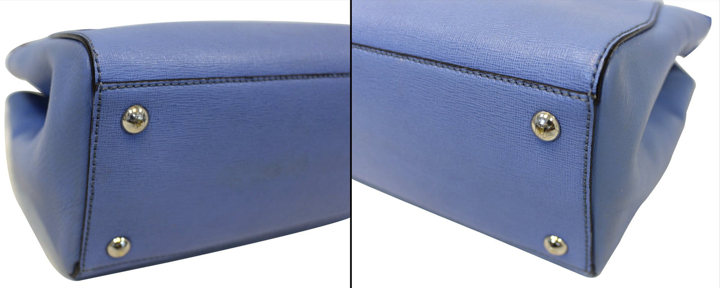FENDI Blue Leather Roma Petite 2 Jours Shoulder Handbag