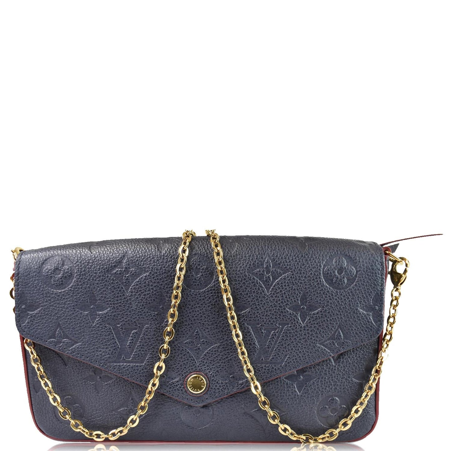 LOUIS VUITTON Pochette Felicie Monogram Empreinte Chain Wallet Navy - 20% OFF