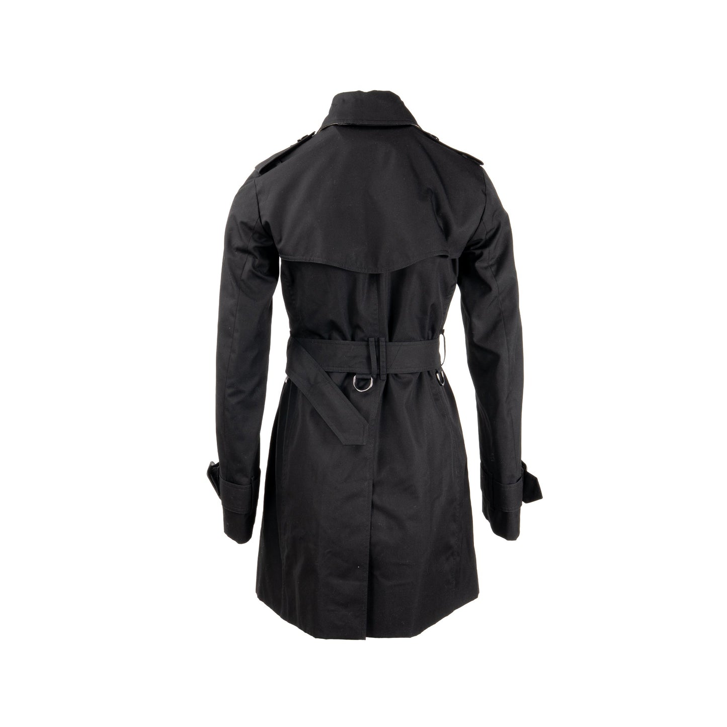 Burberry Size 34 Mid-length Kensington Heritage Trench Coat Ployester/Cotton Black