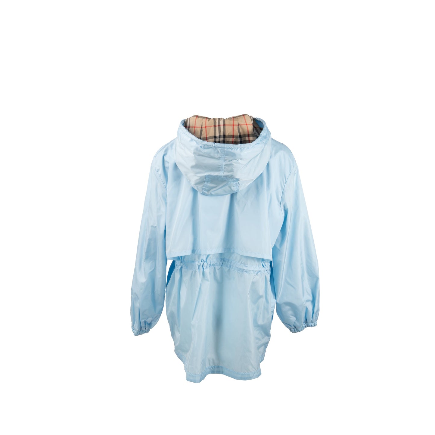 Burberry Size 10 Nylon Hooded Jacket Light Blue