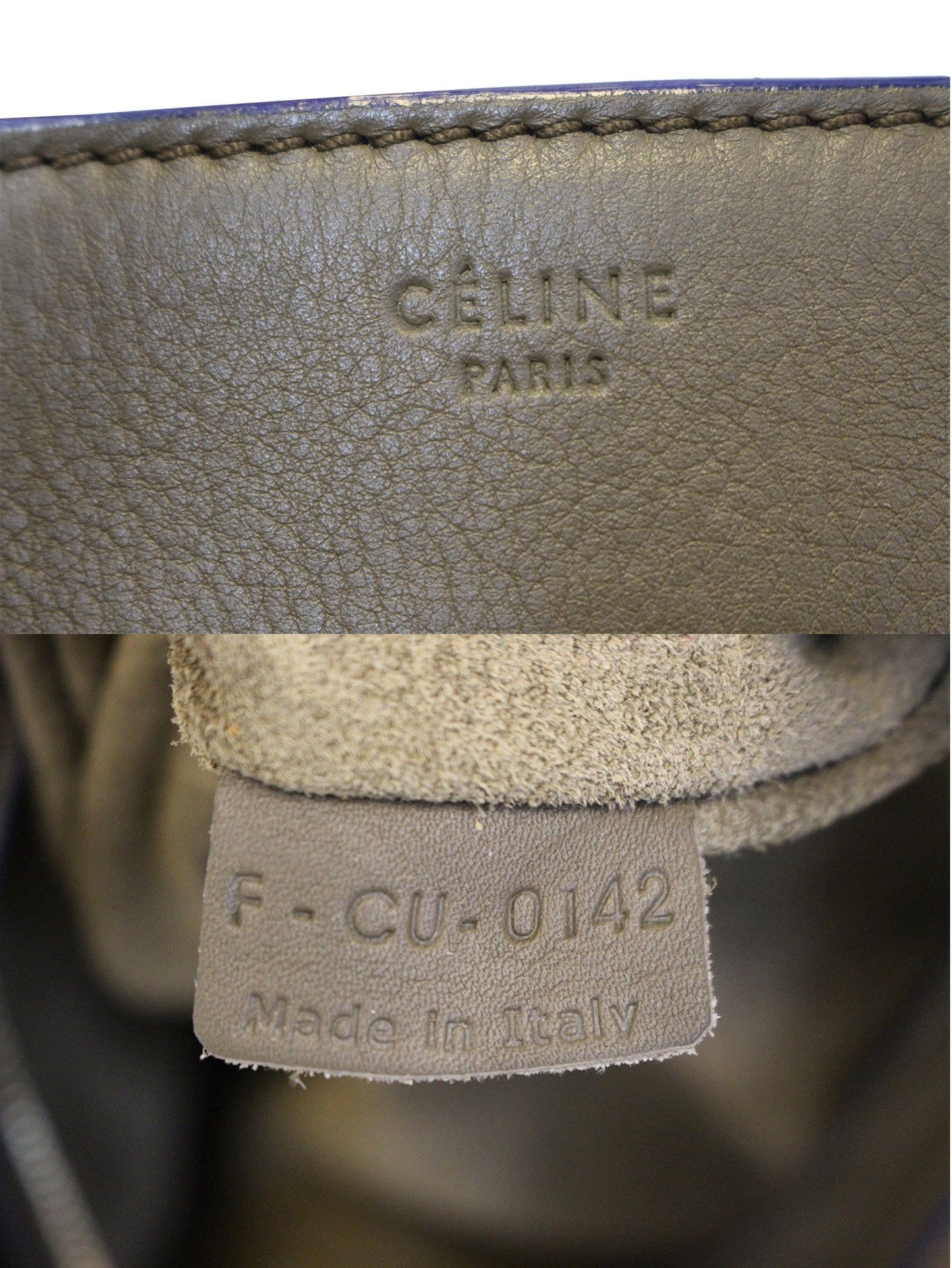 CELINE Phantom Luggage Olive Green Bicolor Grained Leather  Bag