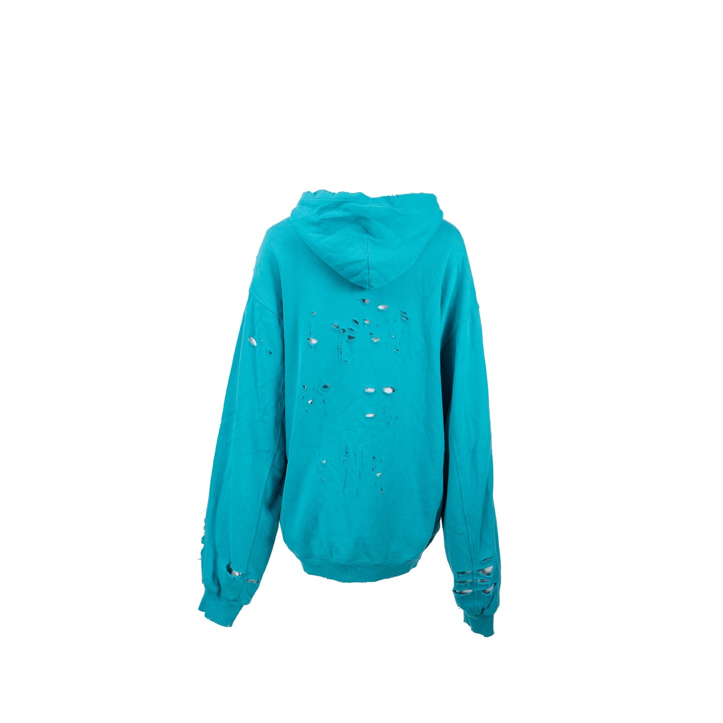 Balenciaga size ripped oversized logo hoodie blue