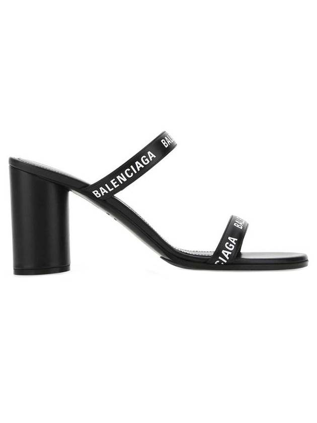 Luxury Balenciaga Trending 2025 WoMen's Leather Logo Round Sandal Heels Black