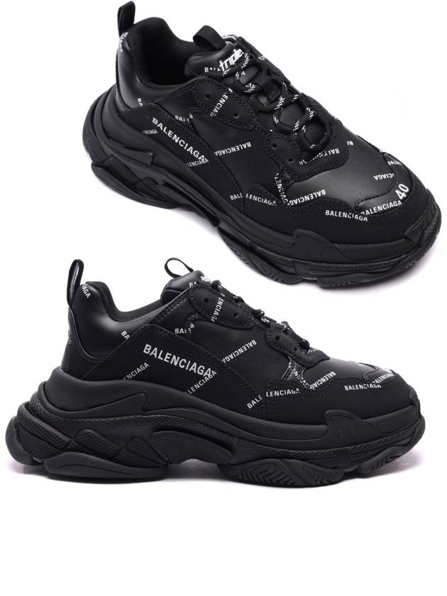 Luxury Balenciaga Trending 2025 Allover Logo Triple S Low Top Sneakers Black